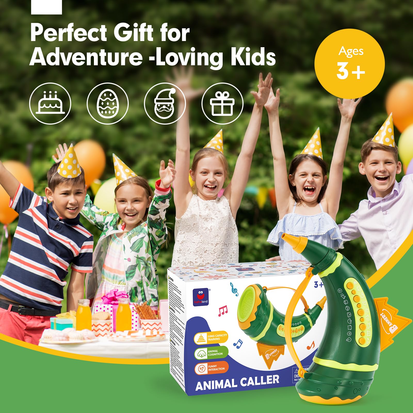 Hahaland Animal Caller Toy with 30 Realistic Forest & Farm Animal Sounds - Educational Hunting Toy for Kids Ages 3-8 - Perfect for Outdoor Exploration, Nature Learning & Easter Gifts - Great for Backyard Play, Camping & Wildlife Adventures