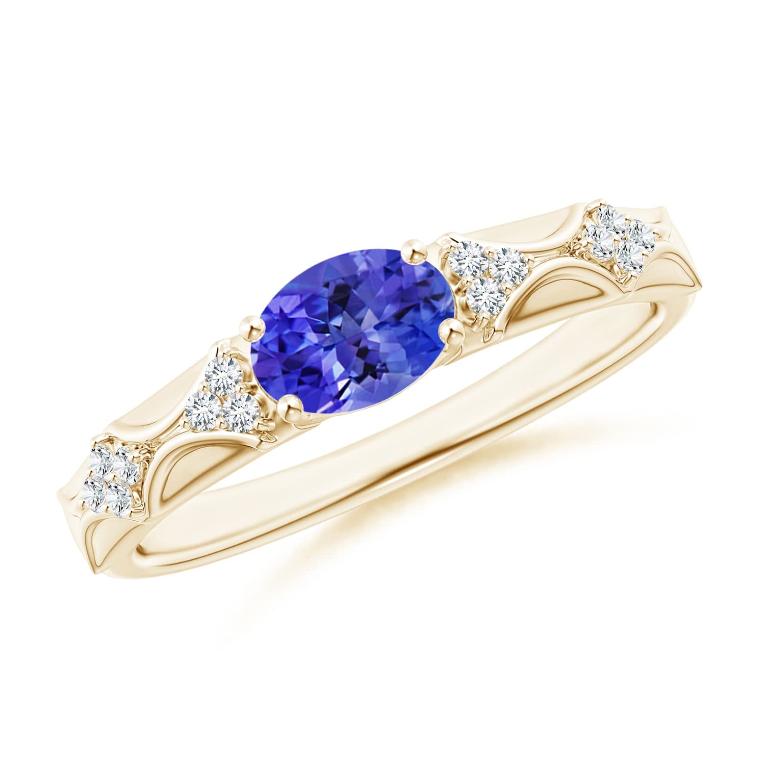 Vintage Style Oval Tanzanite Ring with Diamond Accents - 7x5mm December Birthstone Jewelry for Women, Perfect for Gifts, Anniversaries & Special Occasions