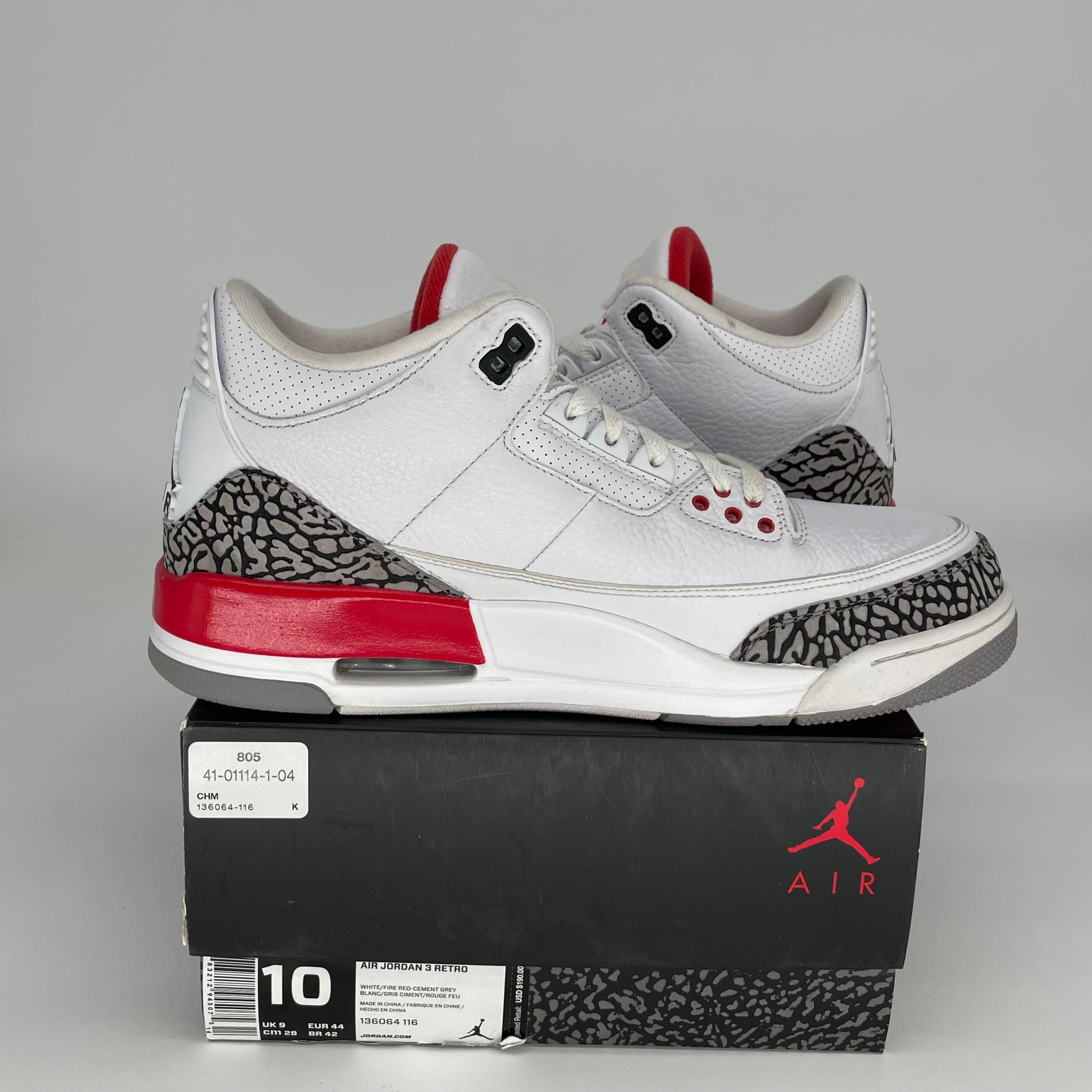 Authentic Air Jordan 3 Retro 'Hall of Fame' Basketball Shoes - Size 10 (136064-116) - Perfect for Sneaker Collectors & Streetwear Fashion