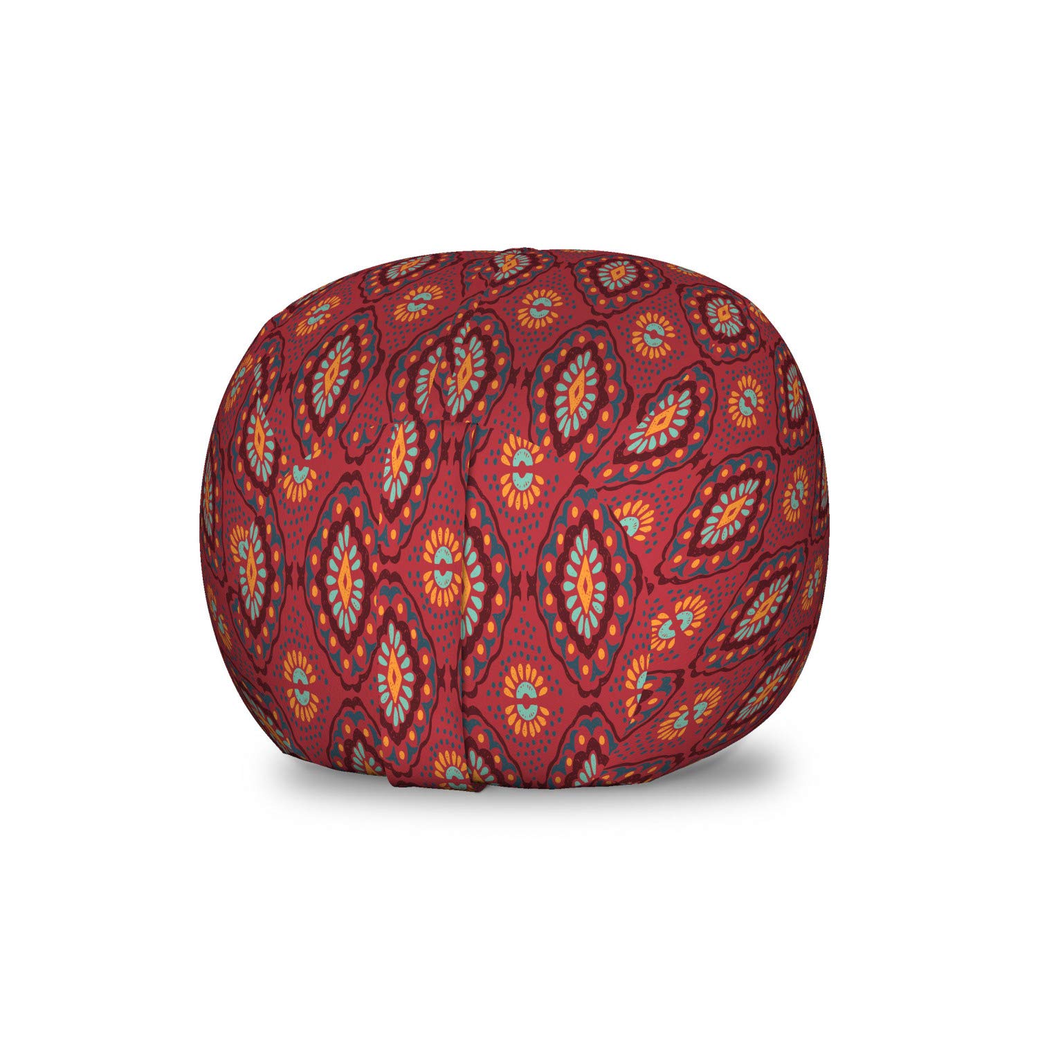 Ambesonne Ethnic Toy Storage Bag Chair - Mexican Ikat Geometric Bohemian Folklore Design, Washable Stuffed Animal Organizer for Kids Room, Multicolor Small Size | Perfect for Nursery, Playroom & Bedroom Organization