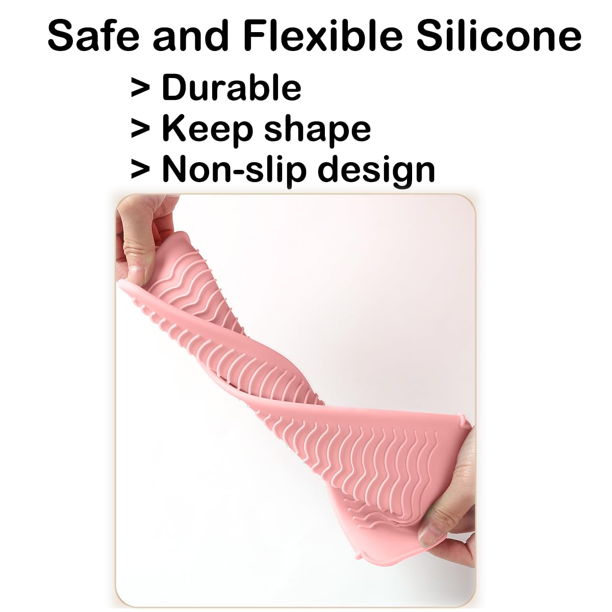 Heat Resistant Silicone Mat with Hanging Hole - 11x5 Inch Straightener Heat Protector Pad for Curling Iron, Flat Iron & Hair Styling Tools - Travel-Friendly Pink Mat & Pouch - Perfect for Home, Salon & On-the-Go Styling
