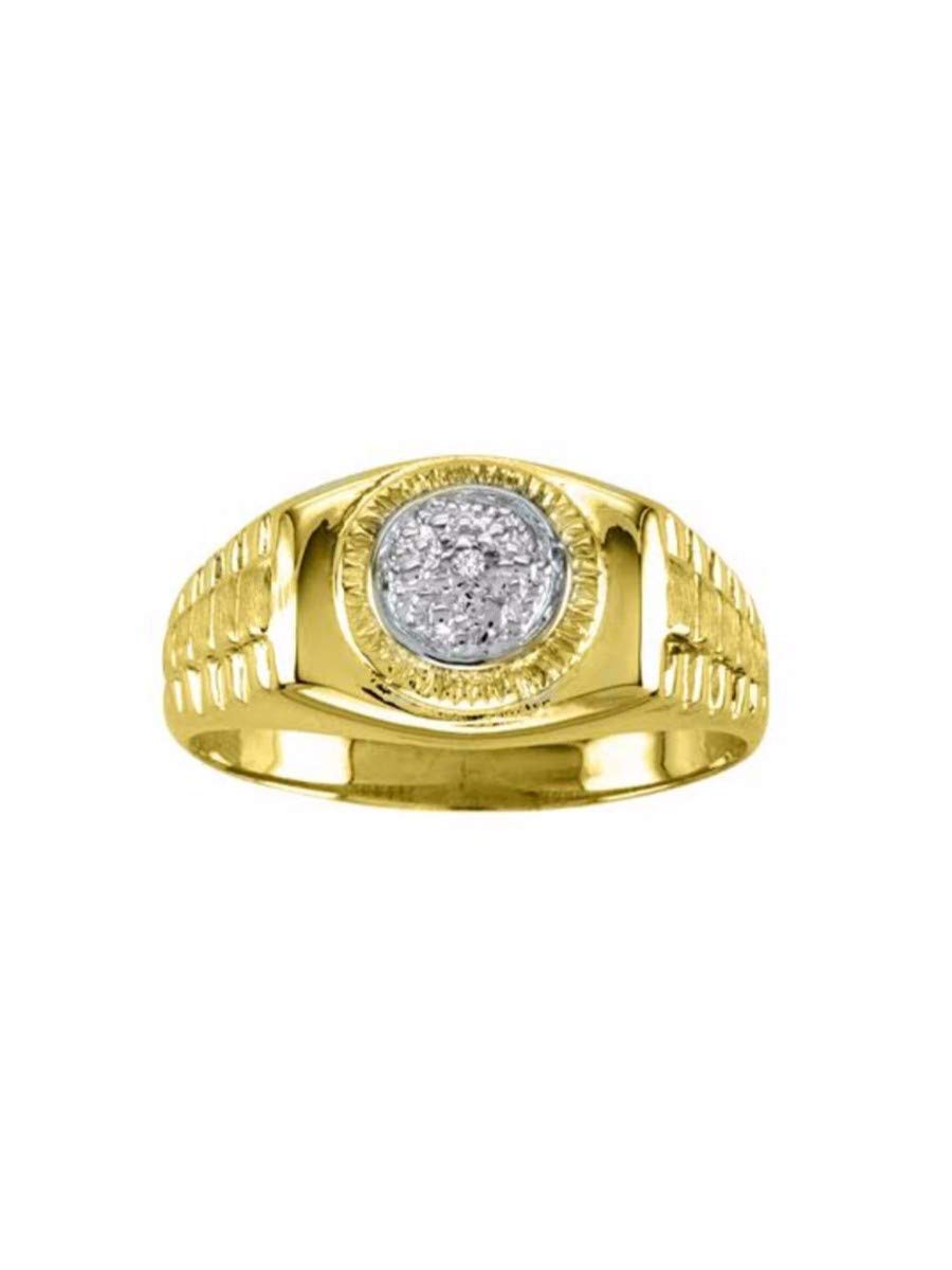 Rylos Ring 14K Yellow Gold Plated Sterling Silver Diamond Ring for Men | Designer-Inspired Luxury Wedding Band in Sizes 6-13 | Perfect for Engagement, Anniversary & Special Occasion Gifts
