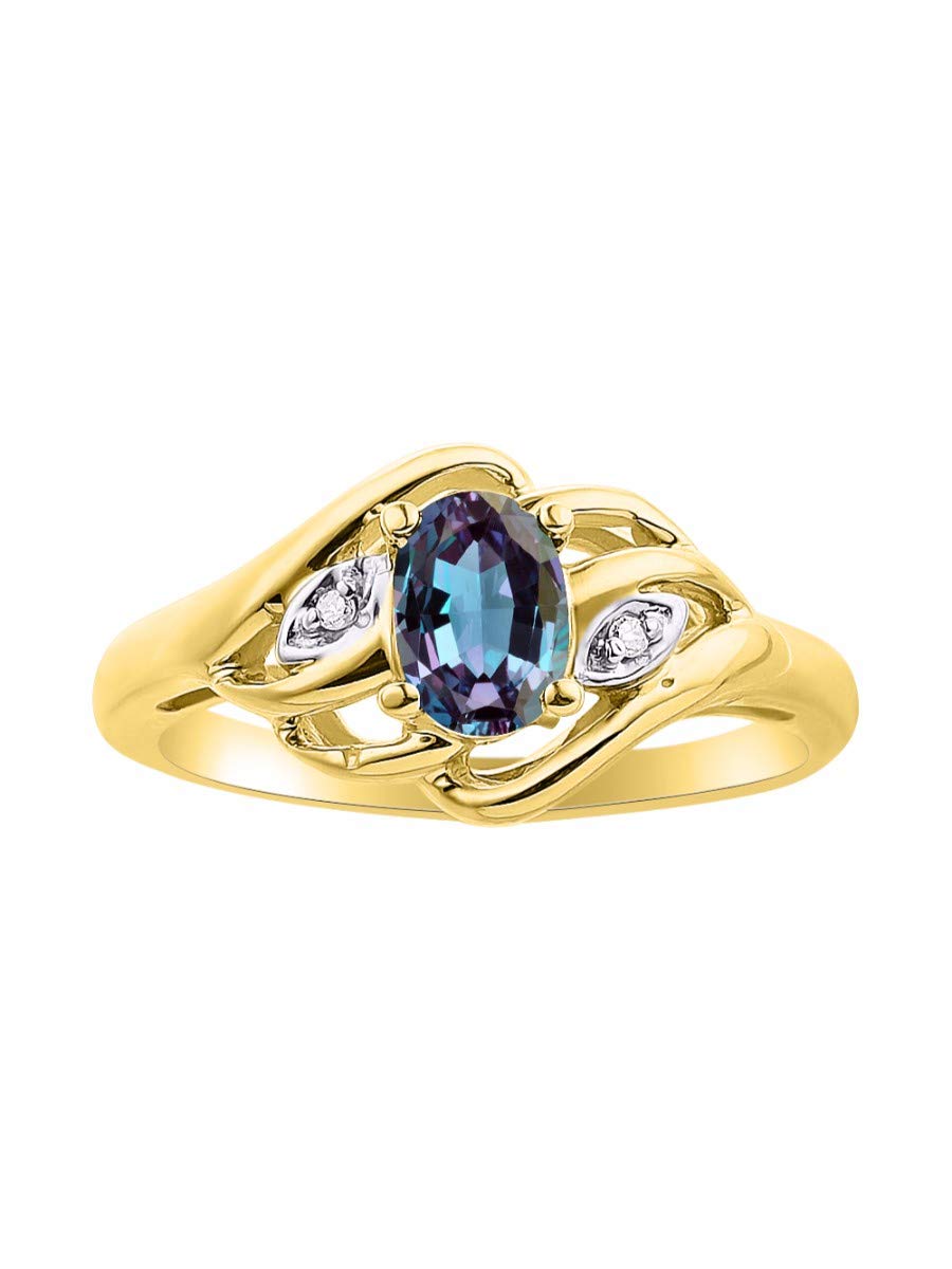 RYLOS 14K Gold Plated Sterling Silver Rings for Women - Classic Birthstone & Diamond Jewelry (6X4MM Gemstone, Sizes 5-10) | Elegant Gift for Anniversary, Birthday & Special Occasions