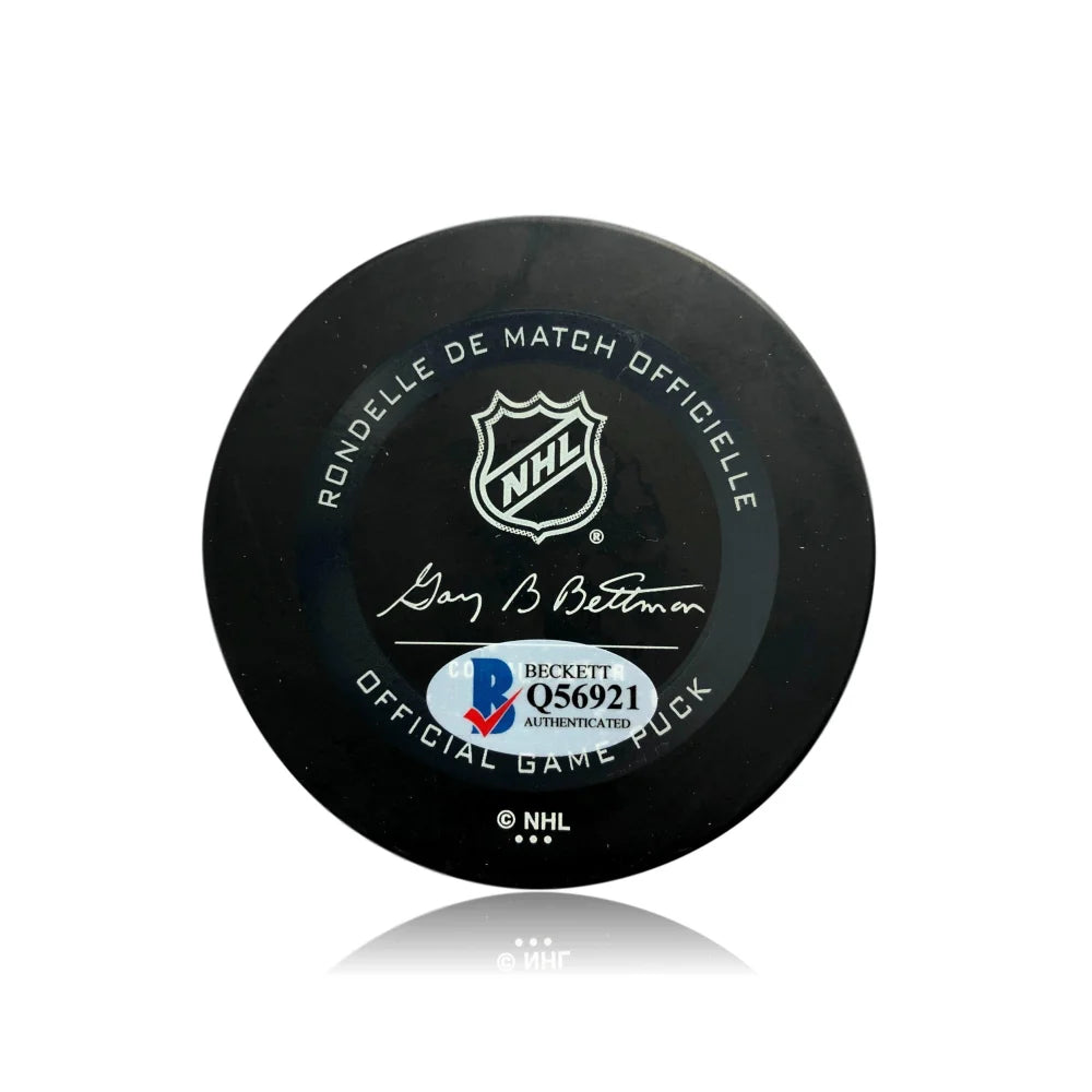Mark Stone Signed Vegas Golden Knights Authentic On-Ice Hockey Puck with COA BAS Autograph - VGK Collectible for Fans, Memorabilia Display, and Sports Decor