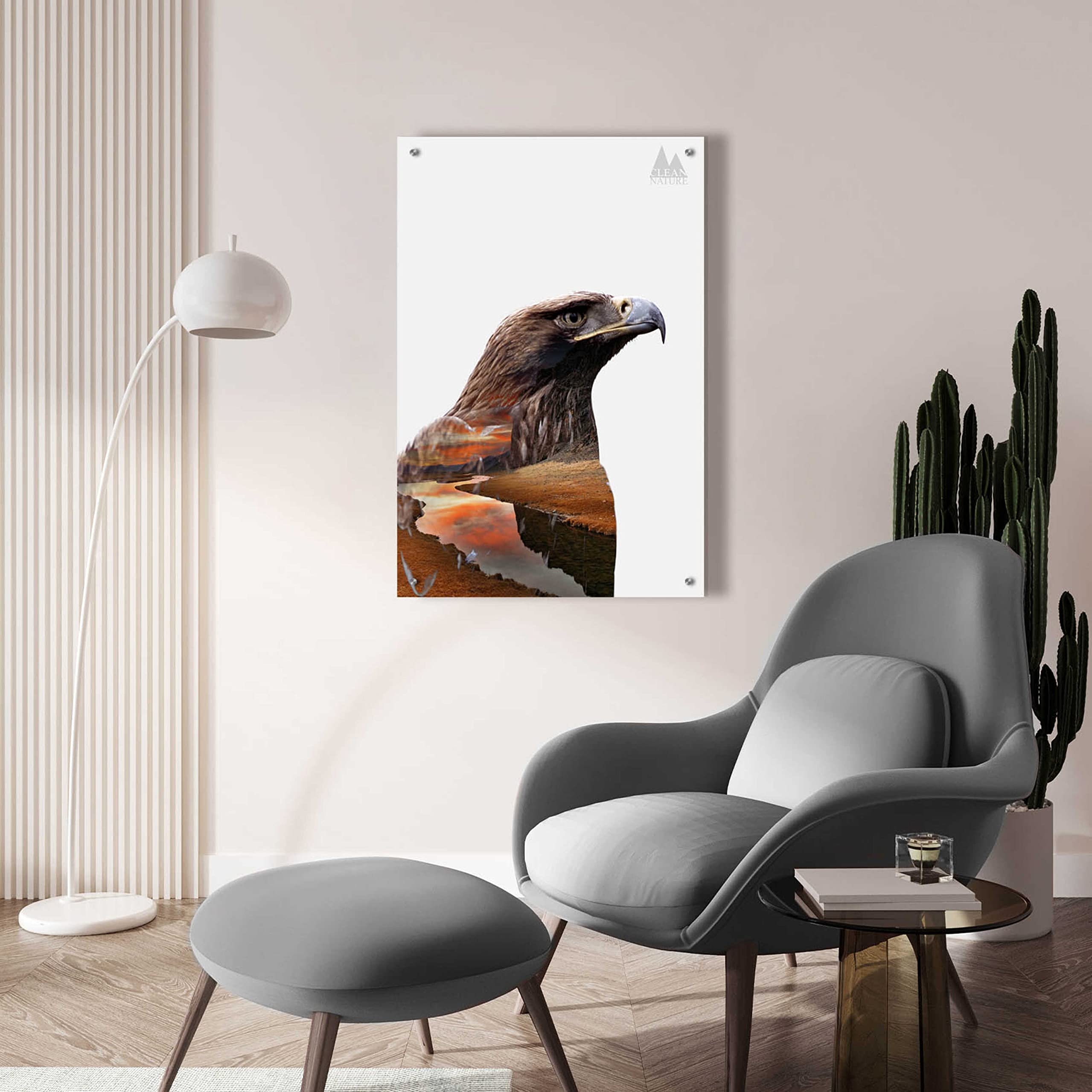 Epic Eagle Acrylic Glass Wall Art by Clean Nature - 24x36 Inches, Modern Home Decor for Living Room, Bedroom & Office - Durable & Vibrant Print