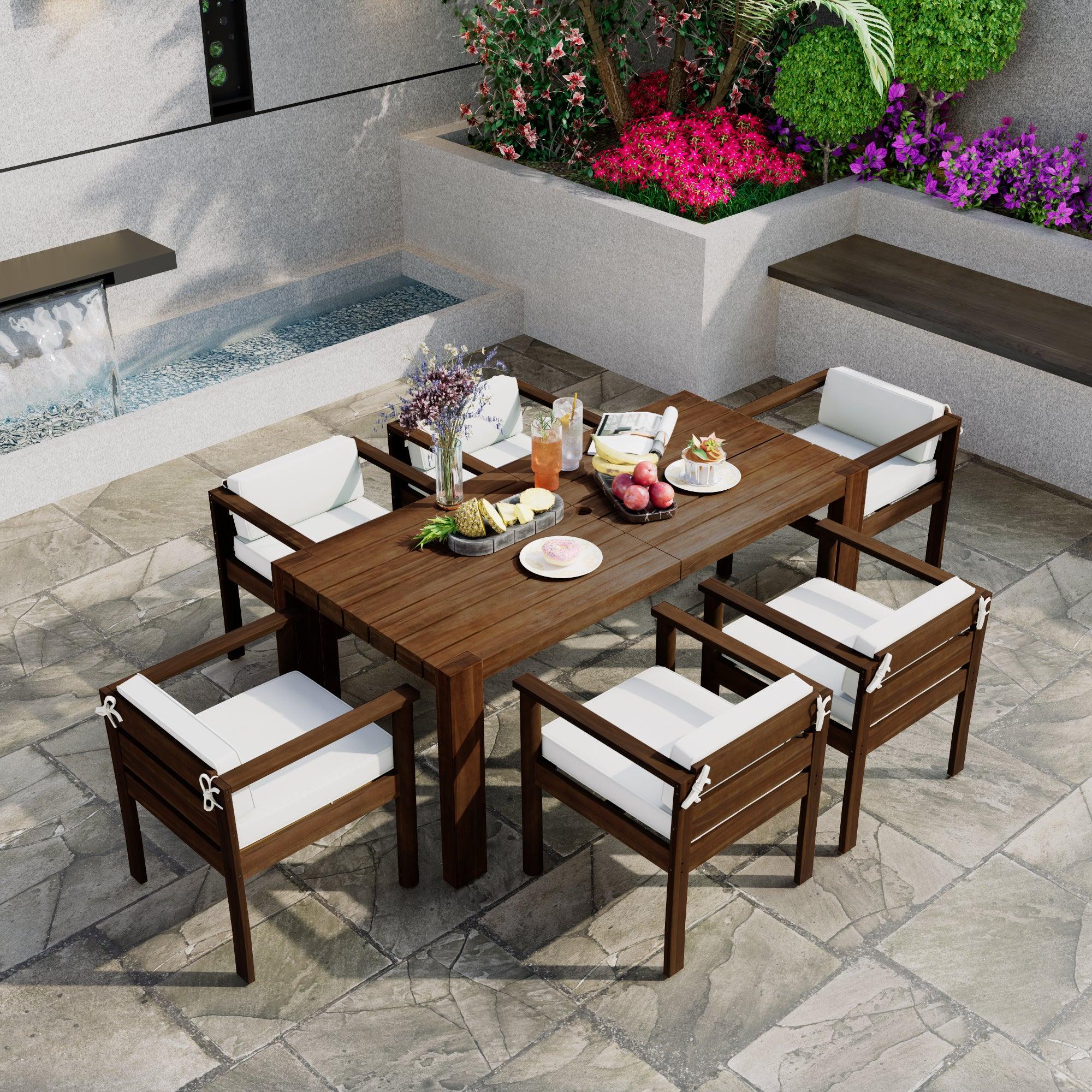 7-Piece Outdoor Patio Dining Set with 72.8