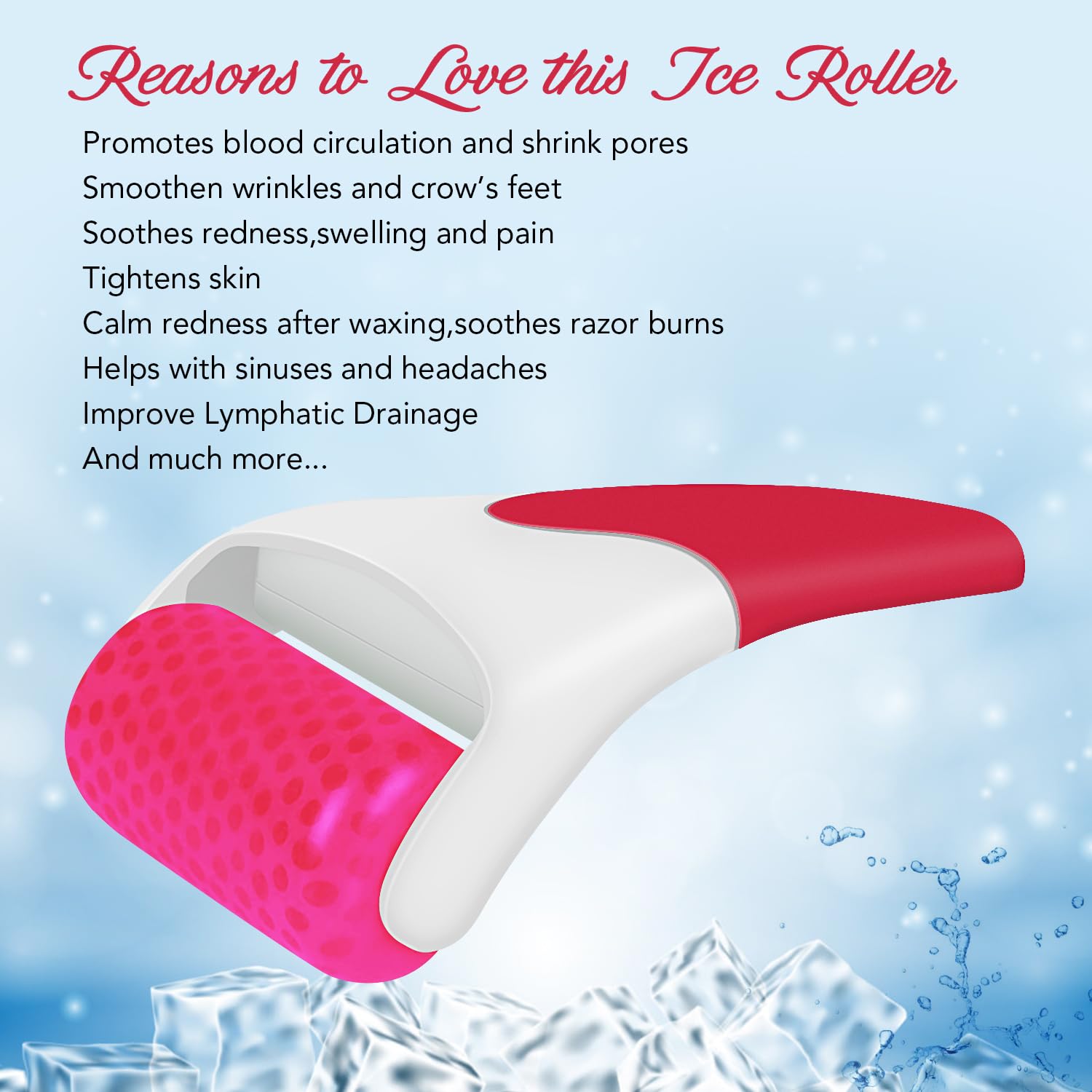 Ice Roller for Face & Eyes - Cooling Face Massager for Puffiness, Migraine Pain Relief & Minor Injuries - Perfect Women's Gift (Red) | Use for Skincare, Relaxation & Post-Workout Recovery