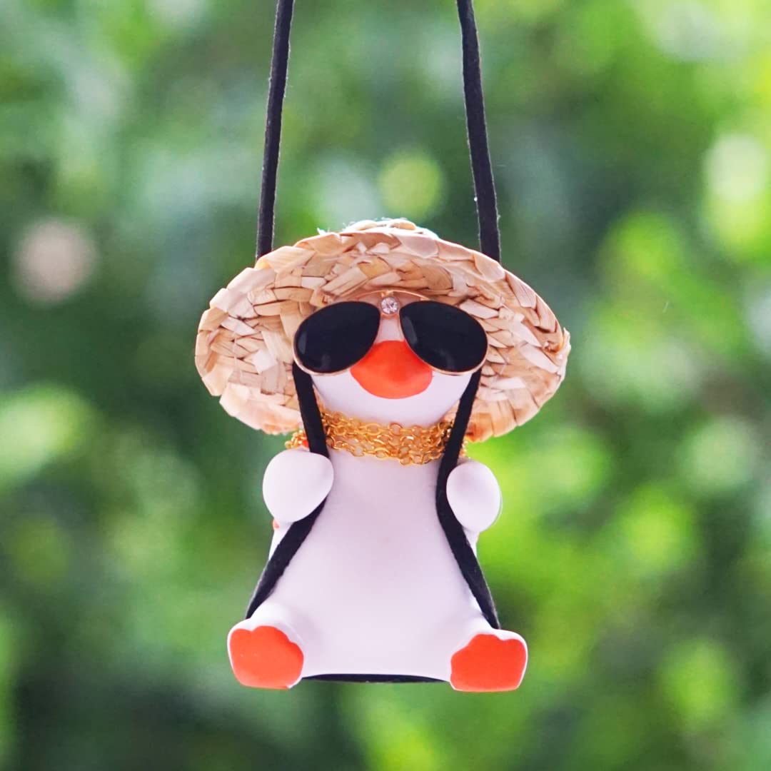 **Cute Swing Duck Car Hanging Ornament - Rear View Mirror Accessories for Cars, Trucks & SUVs - Fun Car Decor for Men, Women & Teens - Perfect for Road Trips & Daily Commutes**