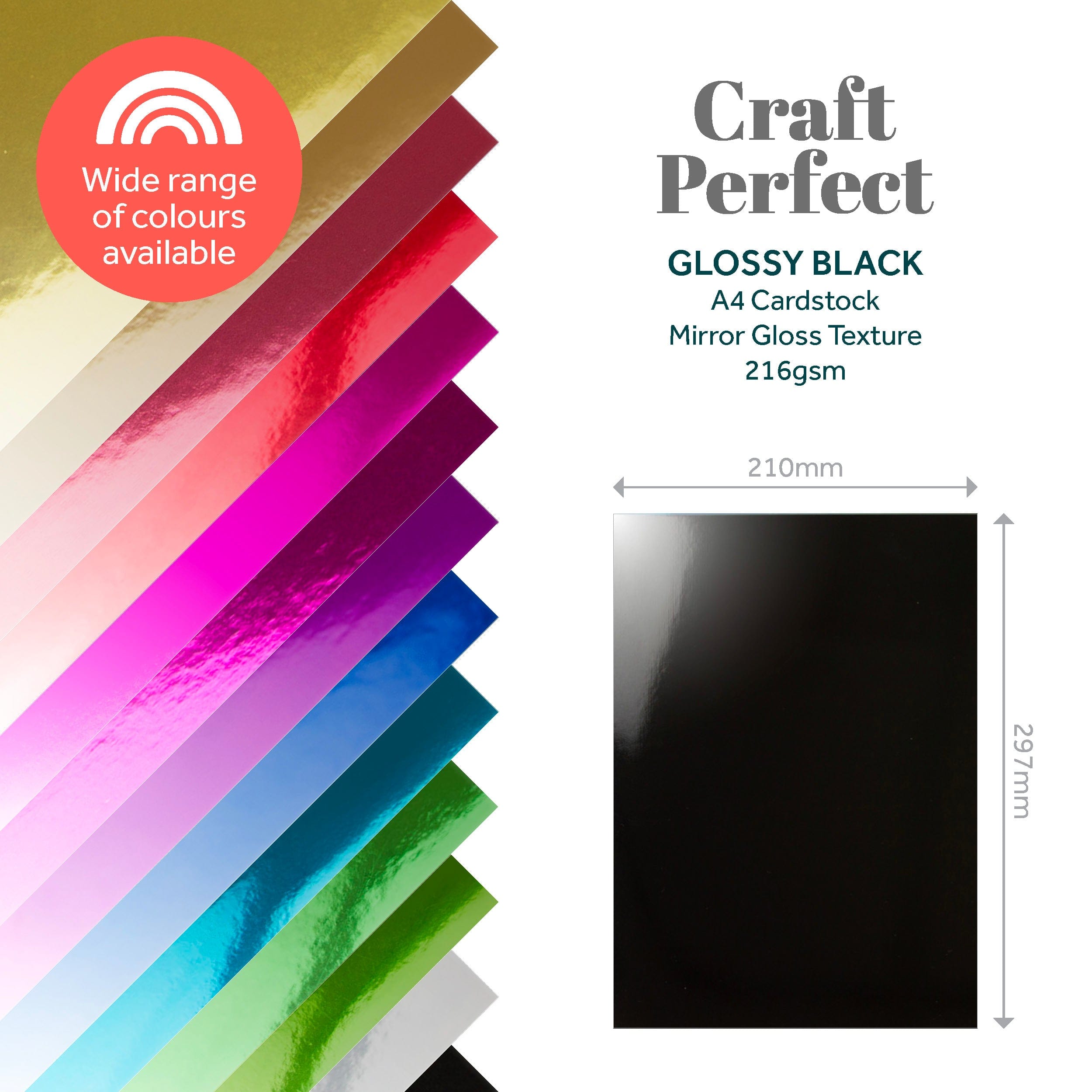 8-Pack Glossy Black A4 Mirror Cards - Premium Reflective Paper for DIY Crafts, Scrapbooking & Home Decor