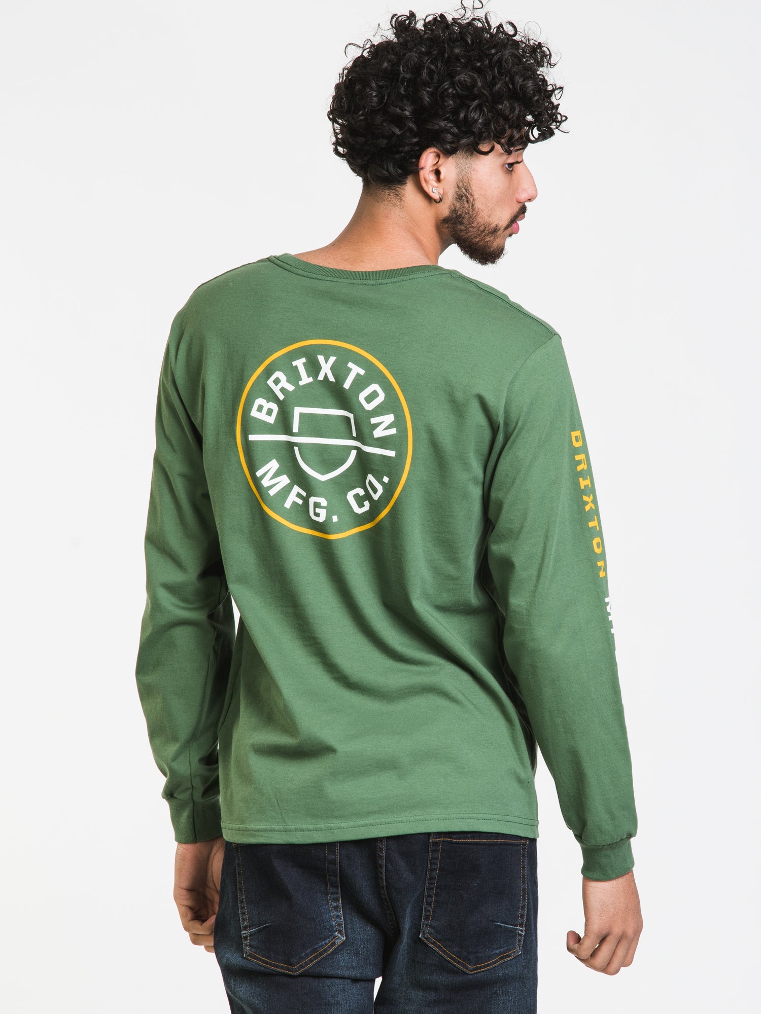 Brixton Crest Long Sleeve T-Shirt for Men | Premium Cotton Crewneck Tee | Casual & Streetwear Style | Perfect for Everyday Wear, Layering, and Outdoor Activities