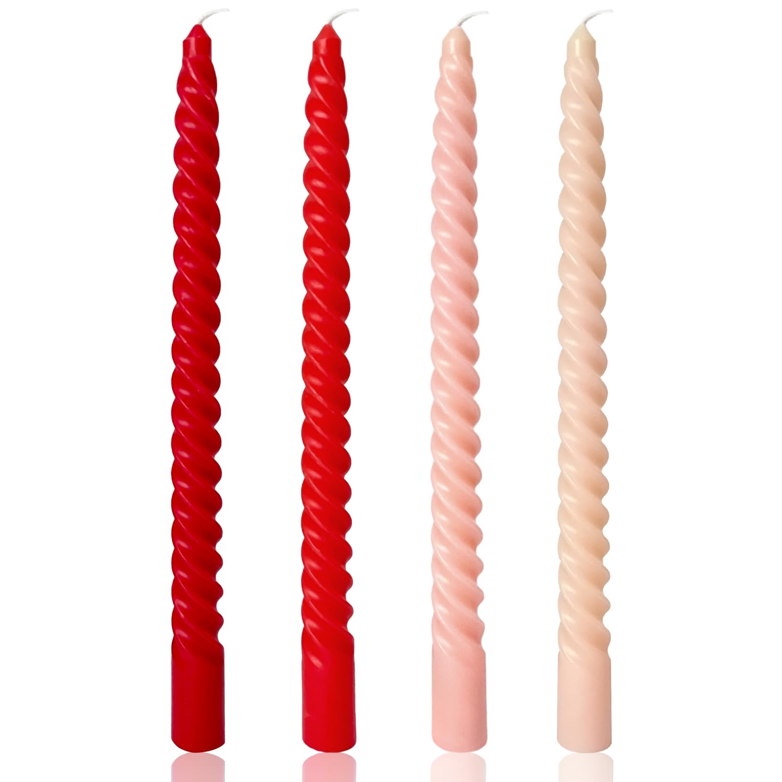 10 Inch Cream Spiral Taper Candles - 4 Pack Red-Gradient Candlesticks for Home Decor, Wedding, Dinner Party & Holiday Celebrations - Perfect for Romantic Ambiance, Table Centerpieces and Special Occasions