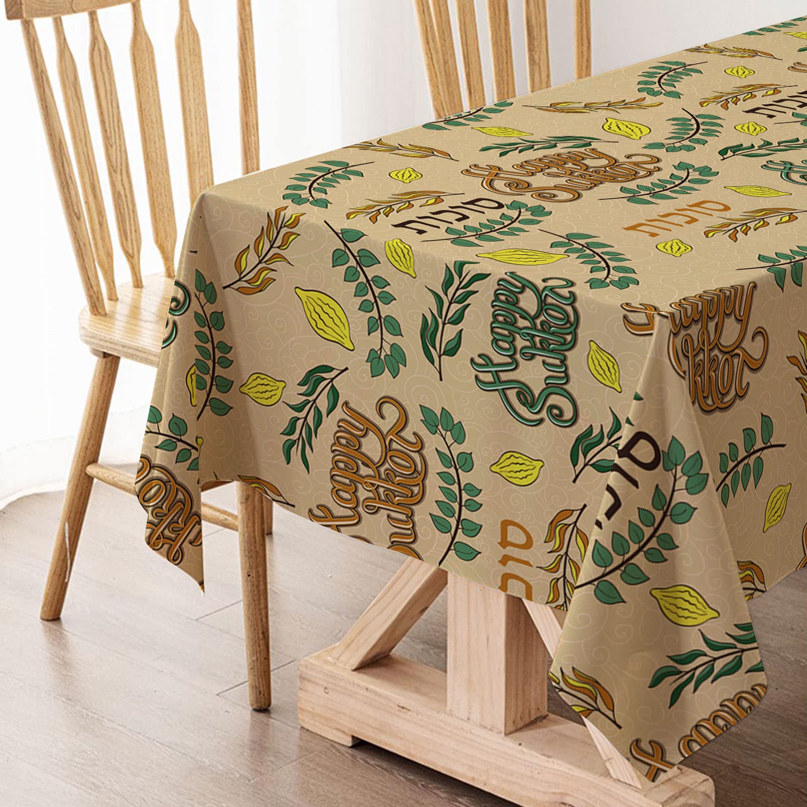Premium Sukkot Tablecloth - Jewish Holiday Decor for Sukkah, Dining Room & Kitchen - Etrog & Lulav Themed Party Supplies for Jewish New Year Celebrations - Perfect for Family Gatherings & Festive Meals