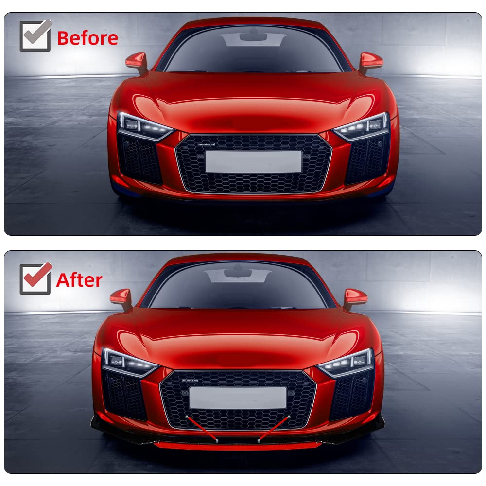 Universal Front Bumper Lip Body Kit - Black & Red ABS Front Spoiler Splitter with 8-10