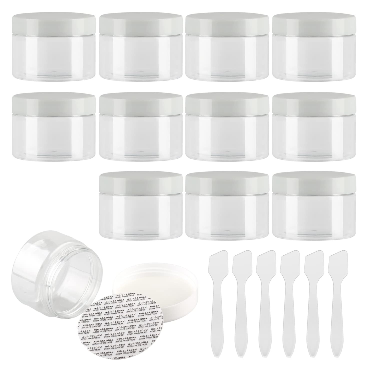 24-Pack 150ml Clear Plastic Cream Jars with White Lids - Cosmetic Containers for Makeup, Beauty Products, Toiletries & Face Cream - Perfect for Travel & Home Storage