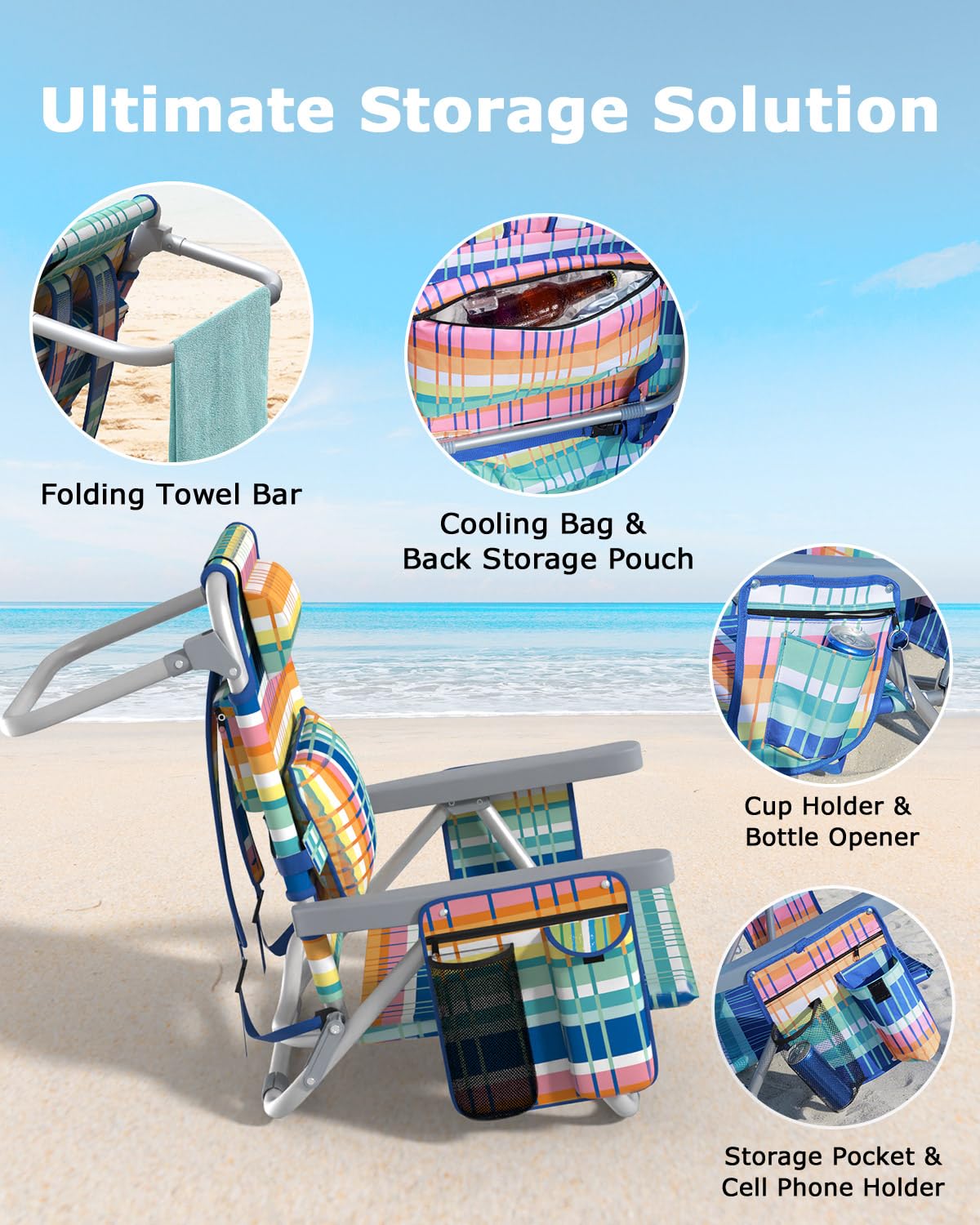 ZENPETIO Portable Folding Beach Chair for Adults - Lightweight Camping Chair with Backpack Straps for Pool, Beach, Outdoor & Travel - Perfect for Relaxing, Sunbathing & Picnics