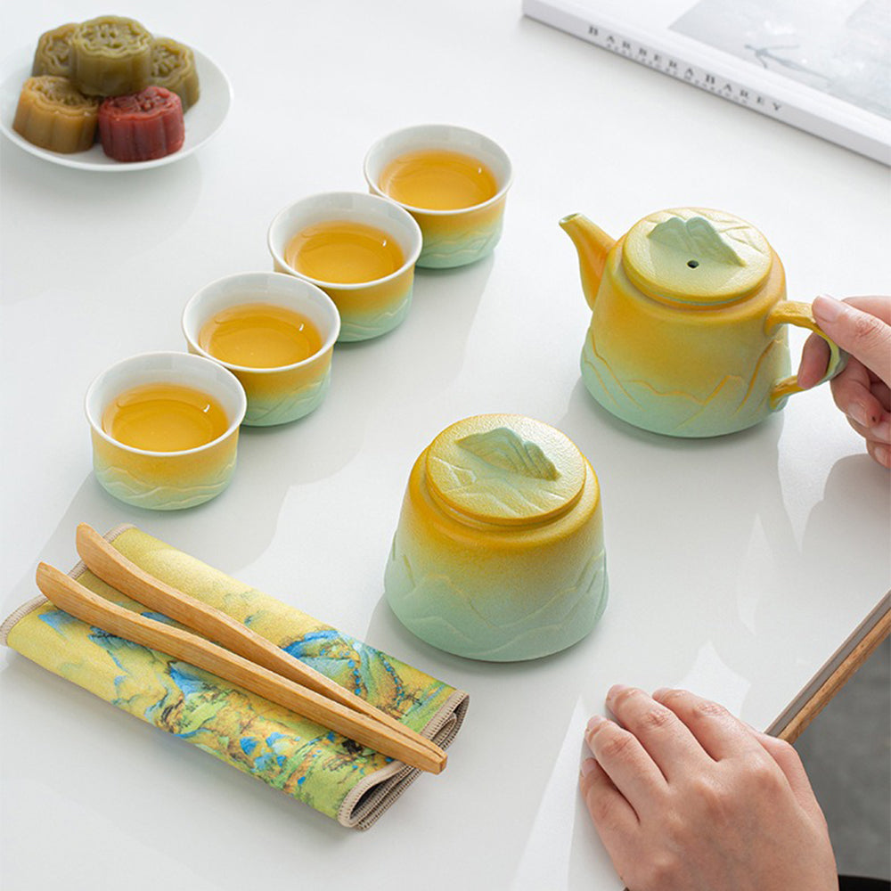 Premium White Clay Tea Set for Mountain & River Ceramic - Perfect for Chinese Tea Ceremony, Home Decor & Gifting
