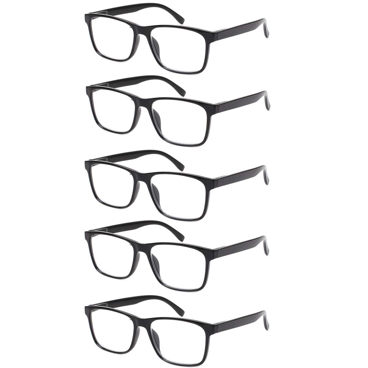 JOSCHOO 5 Pairs Spring Hinged Reading Glasses for Men & Women - Comfortable Readers for Books & Crafts