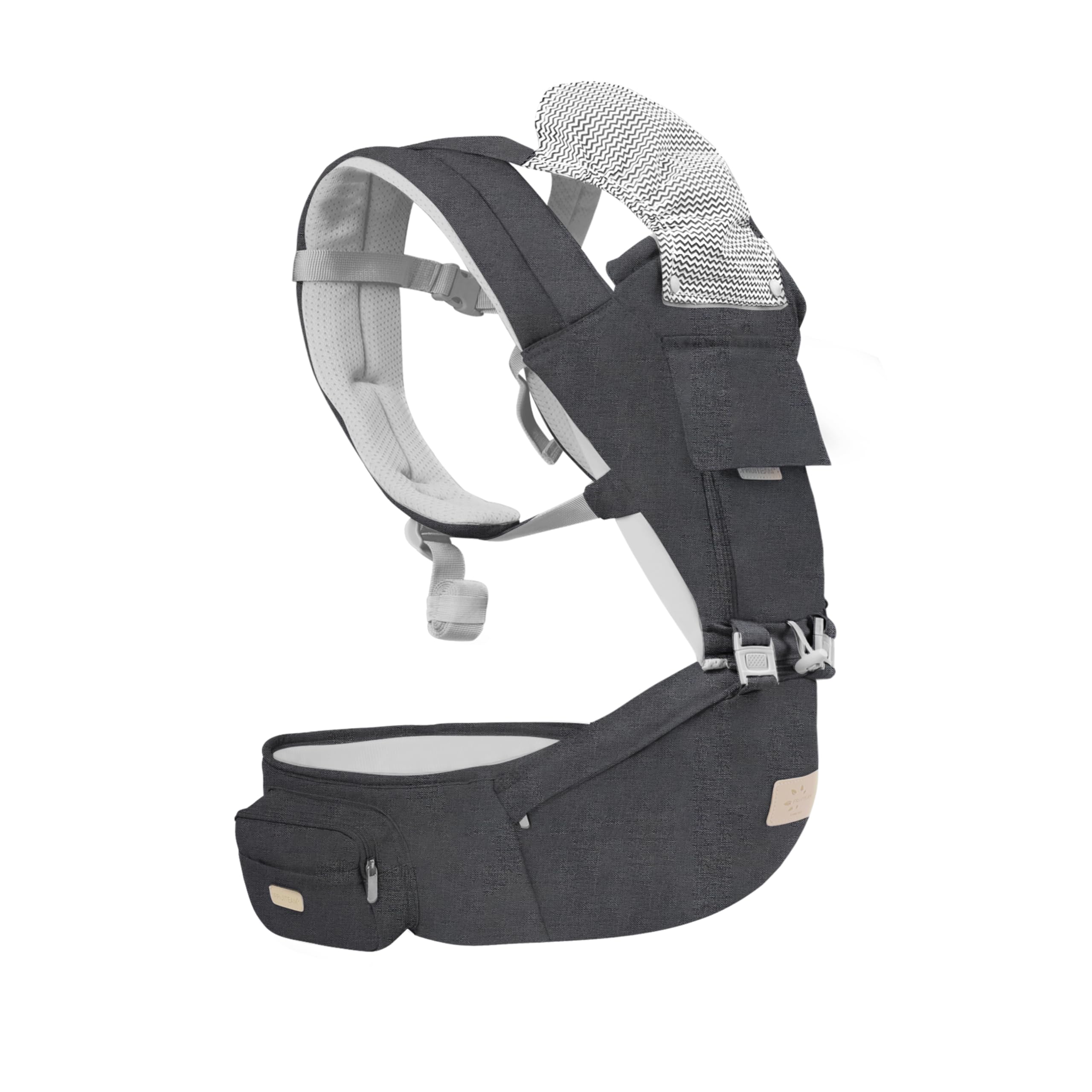 FRUITEAM Safety-Certified Baby Carrier with Hip Seat - Adjustable Front & Back Carry Infant Carrier for Newborn to Toddler (0-36 Months) - Ergonomic Design with Head Support Hood - Perfect for Walking, Shopping & Travel - Misty Grey