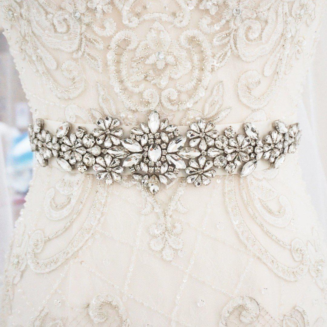 Hollywood Starlet Rhinestone Wedding Belt for Brides - Elegant Crystal Bridal Belt for Wedding Dresses, Evening Gowns & Special Occasions
