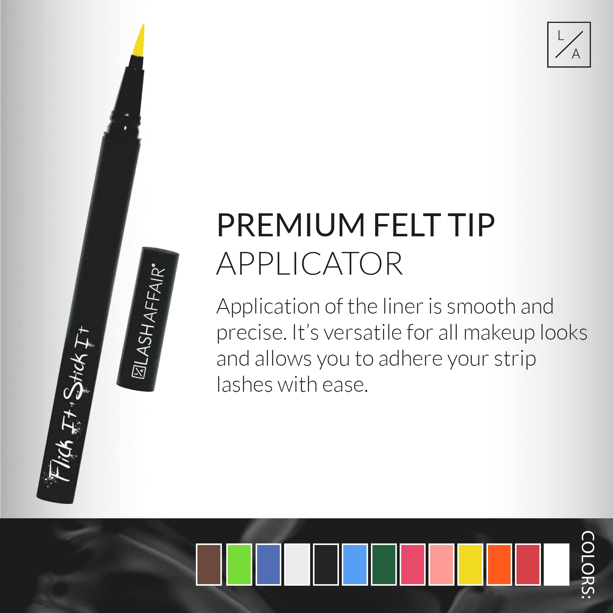 Lash Affair Flick It + Stick It Eyelash Glue & Liquid Eyeliner Pen - False Lash Adhesive with Neon Flash Yellow Color for Fake Eyelashes - Perfect for Party, Cosplay and Night Out Makeup