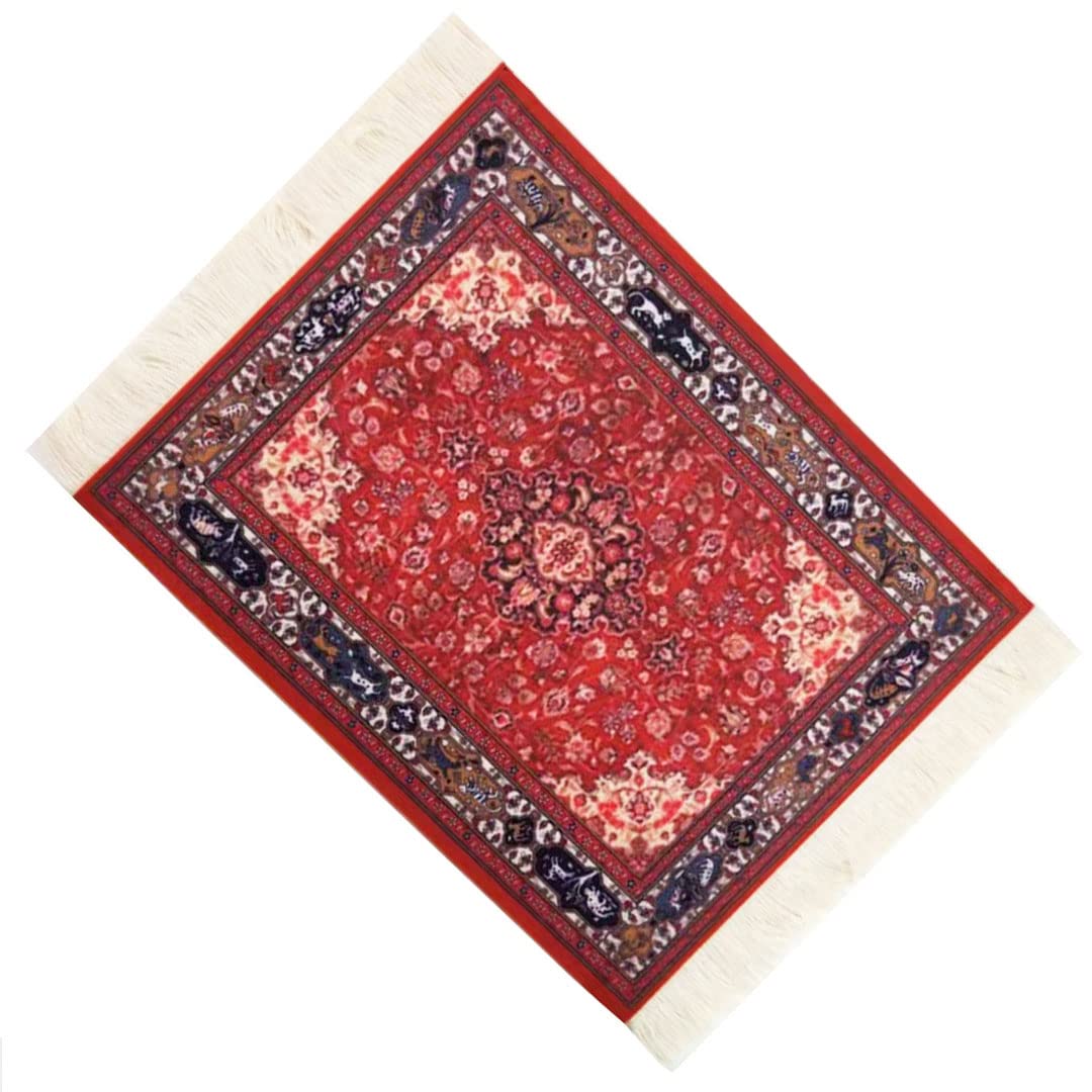 Vintage Mini Carpet Rubber Mouse Pad - Non-Slip Desk Mat for Computers & Gaming, 1 Pack Aesthetic Table Decor for Home Office & Workspace