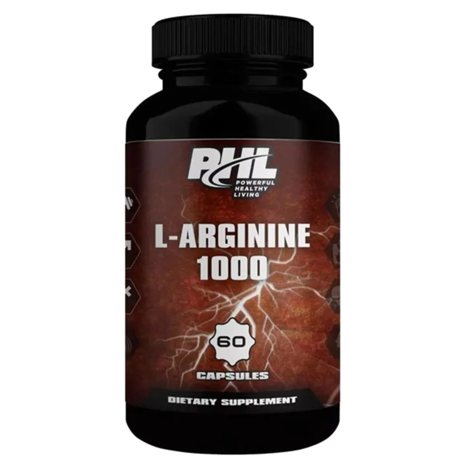 PHL L-Arginine 1000mg Dietary Supplement Capsules - 60 Count for Heart Health, Blood Flow & Exercise Performance - Supports Nitric Oxide Production & Muscle Recovery