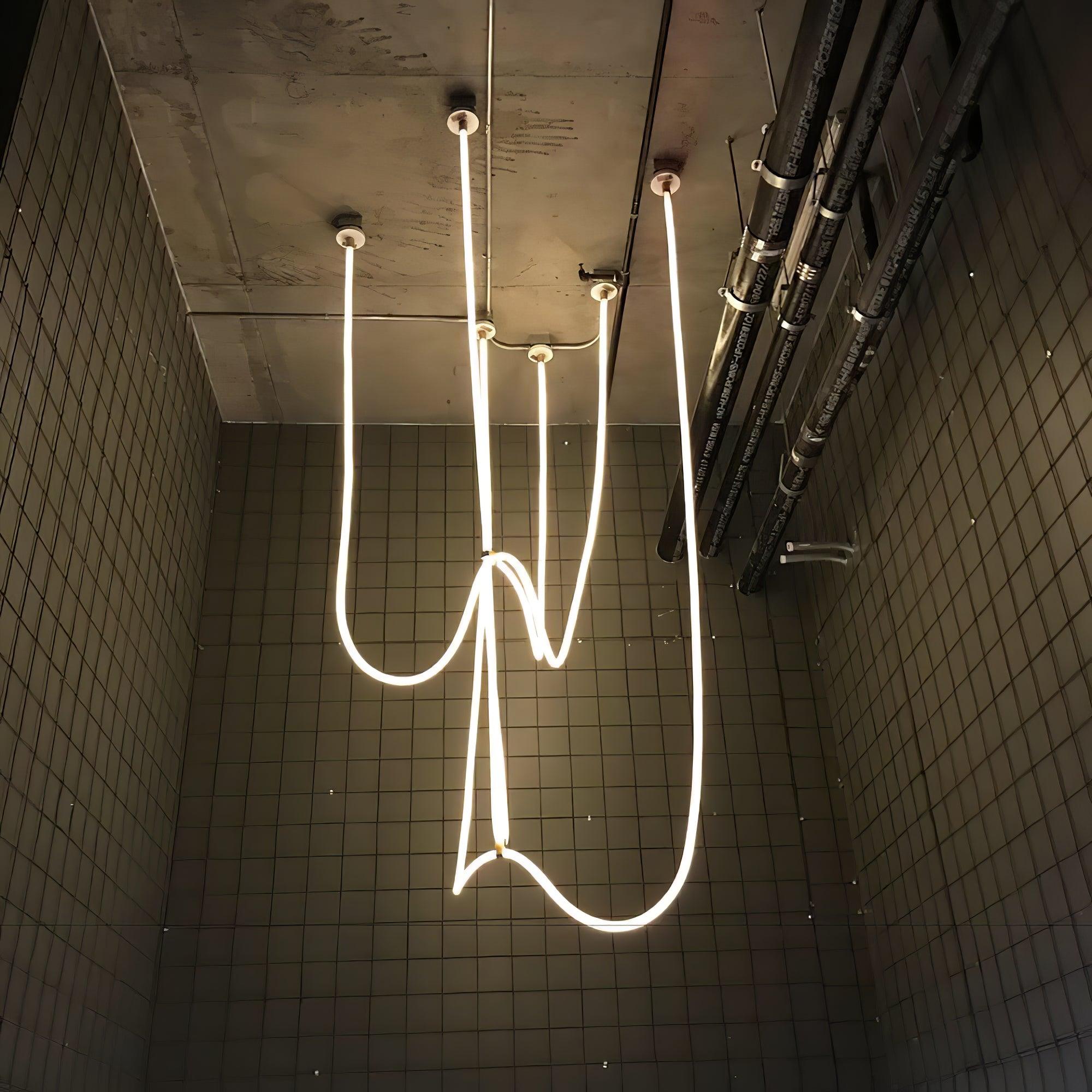 Modern Flexible Curve Pendant Lamp - Adjustable LED Hanging Light for Kitchen Island, Dining Room & Bedroom Decor
