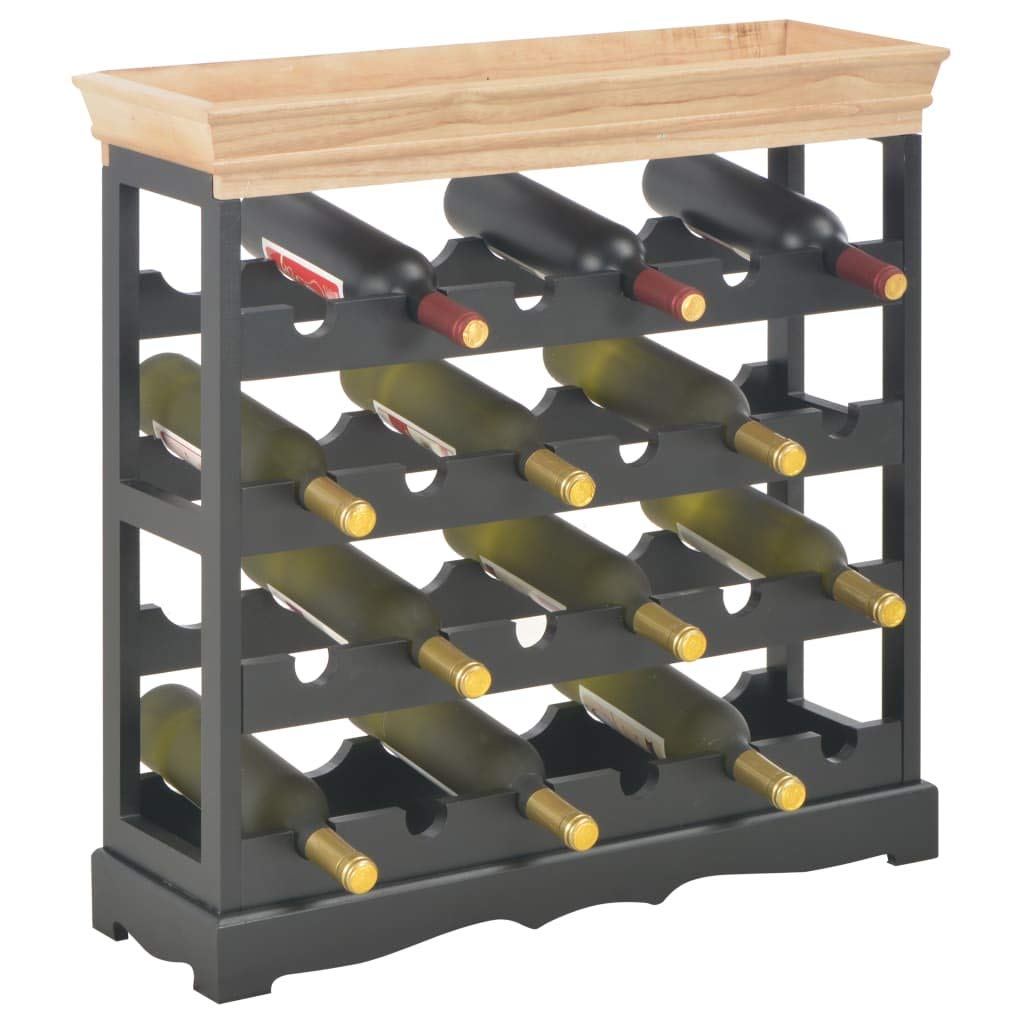FAMIROSA 24 Bottle Wine Rack - Freestanding Wine Holder with Display Shelves & Top Tray - 27.6