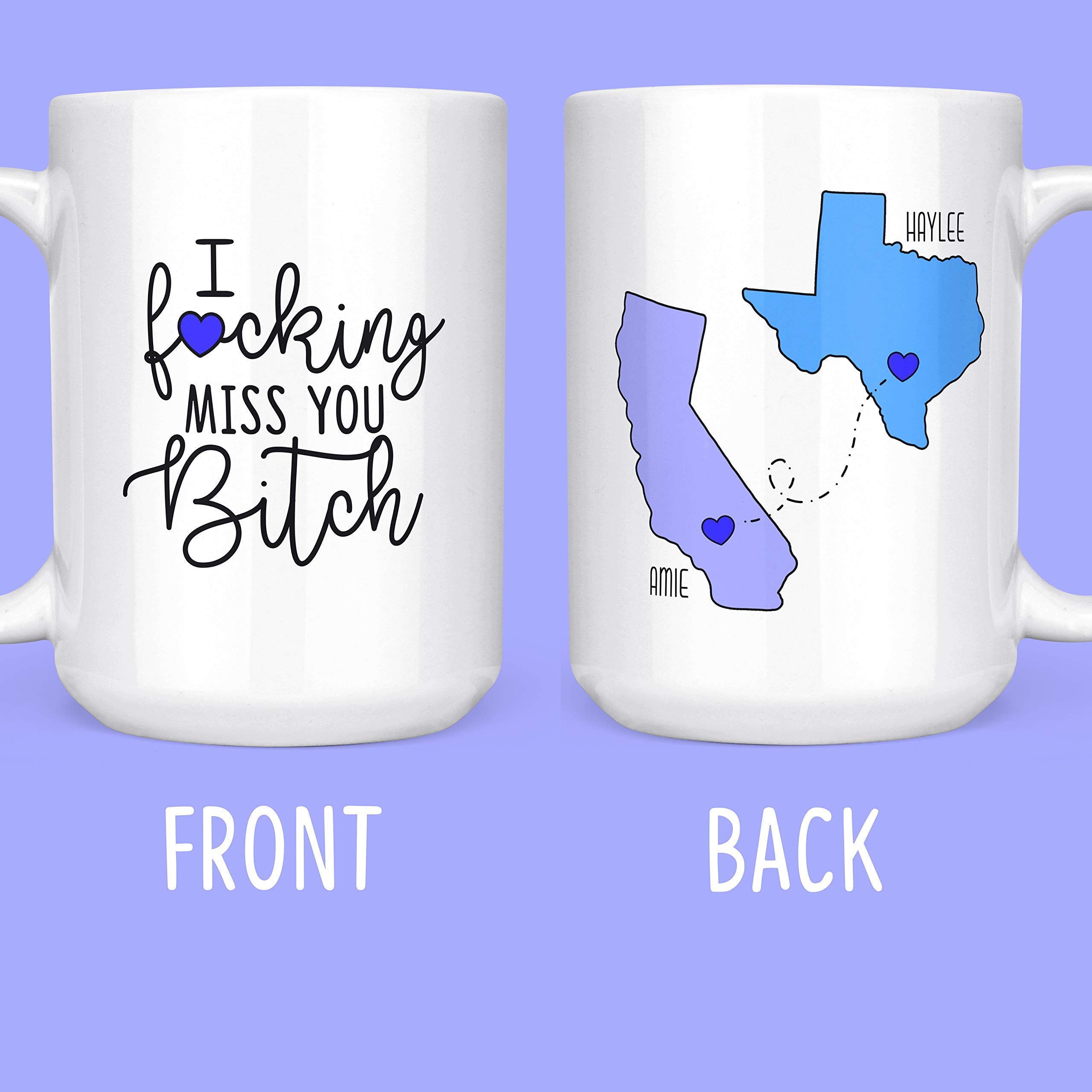 Personalized 'I Miss You' Long Distance Friendship Mug - 15 oz Coffee & Tea Cup with State Design - Thoughtful Gift for Faraway Friends by Max And Mitch Co. | Perfect for Virtual Coffee Dates & Care Packages