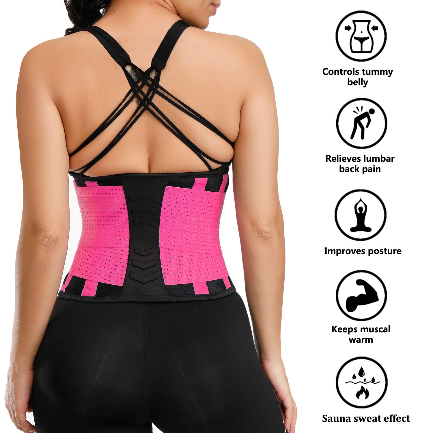 VENUZOR Waist Trainer Belt for Women - Slimming Body Shaper & Waist Cincher - Postpartum Recovery & Workout Girdle - Tummy Control Corset for Weight Loss & Gym Training (Black, Medium) - Perfect for Post-Pregnancy, Yoga & Fitness