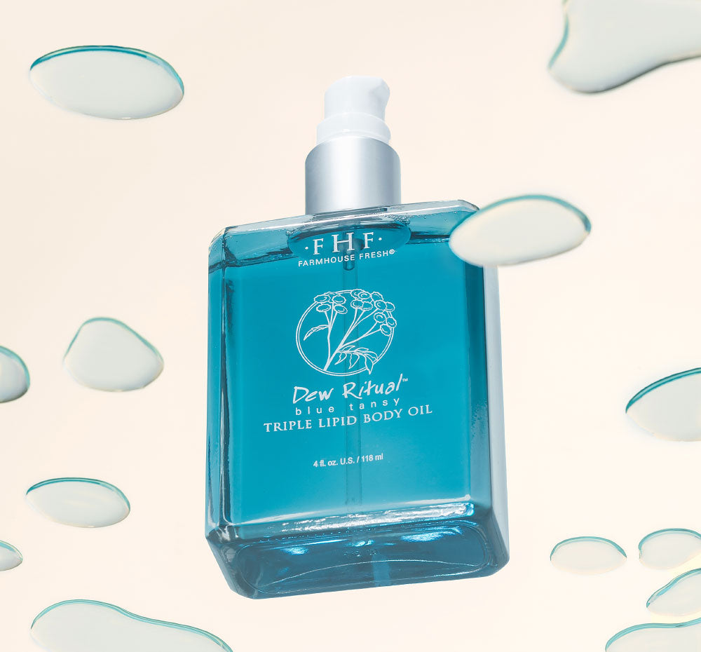 Dew Ritual Blue Tansy Triple Lipid Body Oil - Hydrating & Nourishing Dry Skin Treatment - Perfect for Post-Shower, Massage & Nighttime Skincare Routine