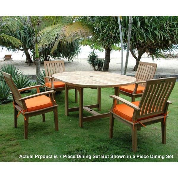 Teak Bahama Brianna 7-Piece Extendable Dining Set - Perfect for Outdoor Patio, Garden, and Poolside Entertaining