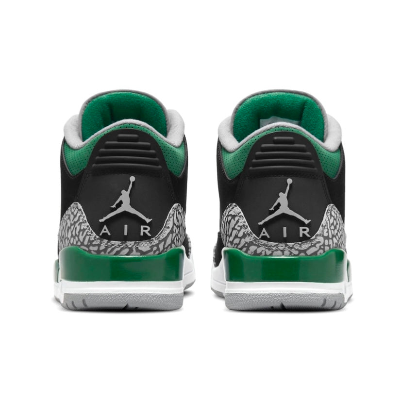 Air Jordan 3 Retro Men's Basketball Shoes - Black/Pine Green/Silver/White Colorway - Perfect for Streetwear & Sneaker Collectors