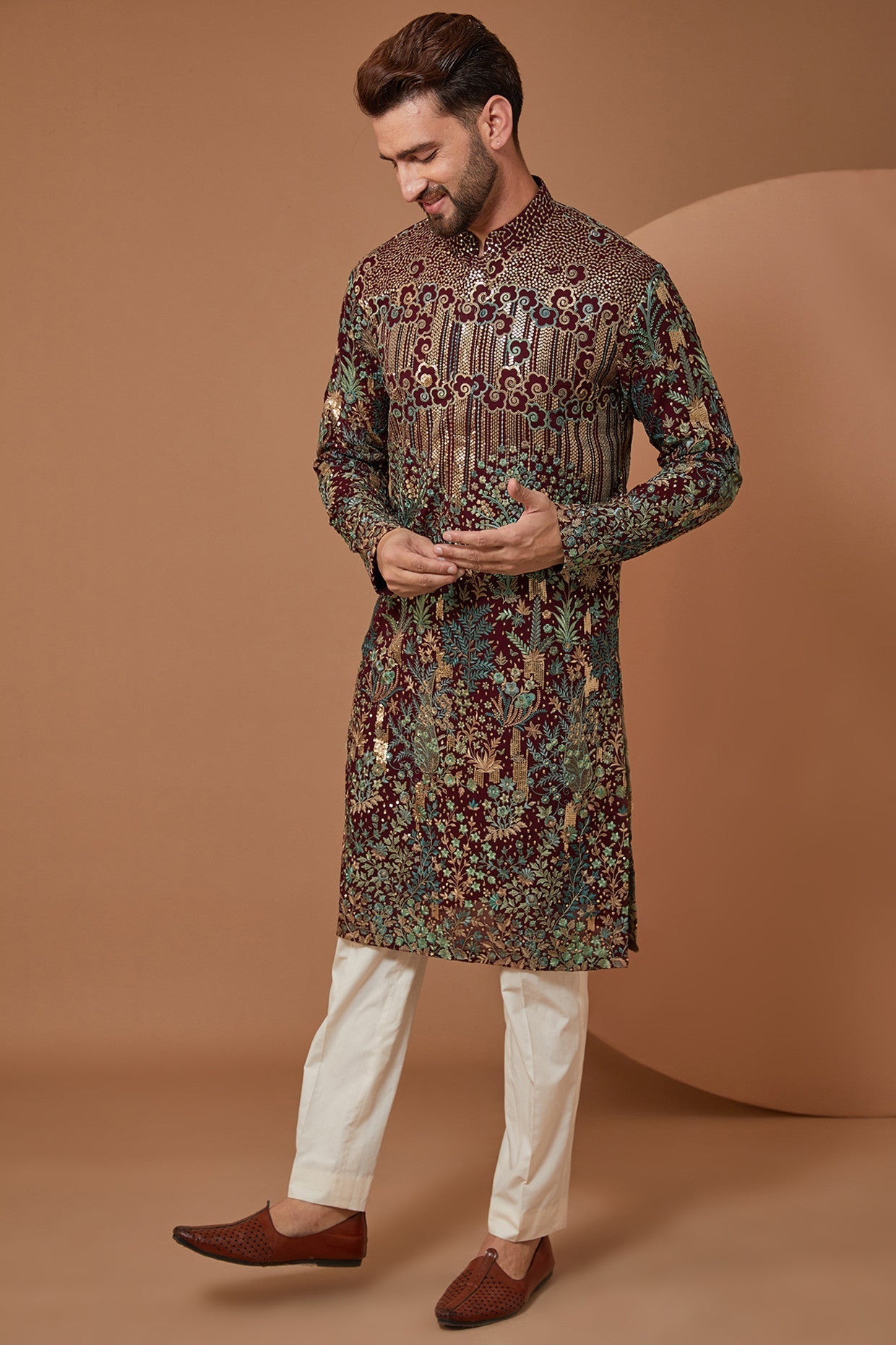Exquisite Black Floral Kurta with Green & Gold Embroidery - Elegant Indian Ethnic Wear for Women | Perfect for Festivals, Weddings & Special Occasions