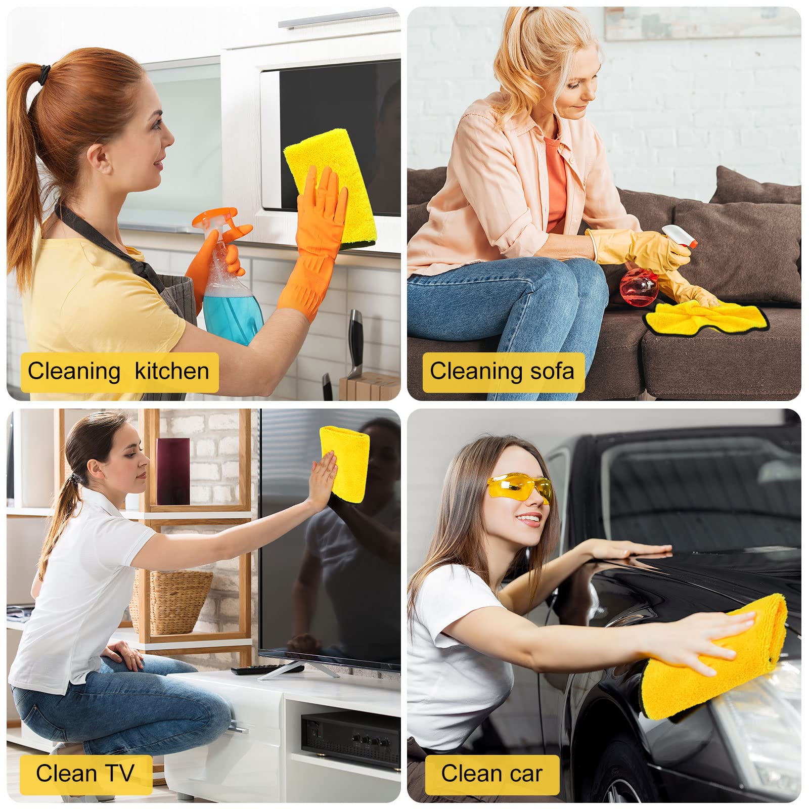 Tallew 40-Pack Premium 16x16 Inch Microfiber Cleaning Towels - Super Absorbent Car Drying, Polishing & Window Cleaning Cloths for Auto Detailing, Office & Household Use (Gold)