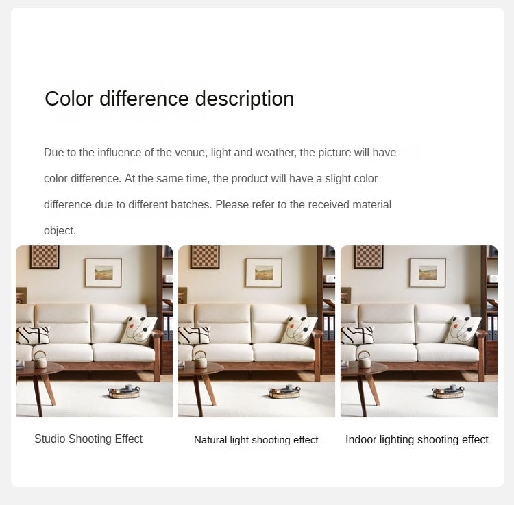 Premium Black Walnut Solid Wood Upholstered Fabric Sofa - Modern Living Room Furniture for Home & Office Comfort