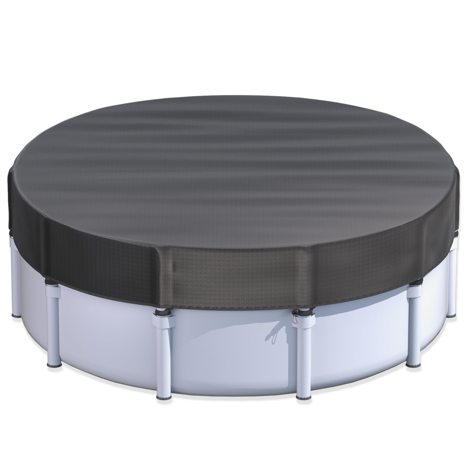 12 ft Round Winter Pool Cover for Metal Frame Above Ground Pools - Heavy Duty Windproof Design Fits Intex/Bestway Frame Pools - Durable Outdoor Swimming Pool Cover (Black) - Perfect for Winter Protection and Year-Round Debris Prevention