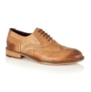 Stylish Tan London Brogues Gatsby Wide Fit Men's Shoes for Formal Events & Vintage Fashion
