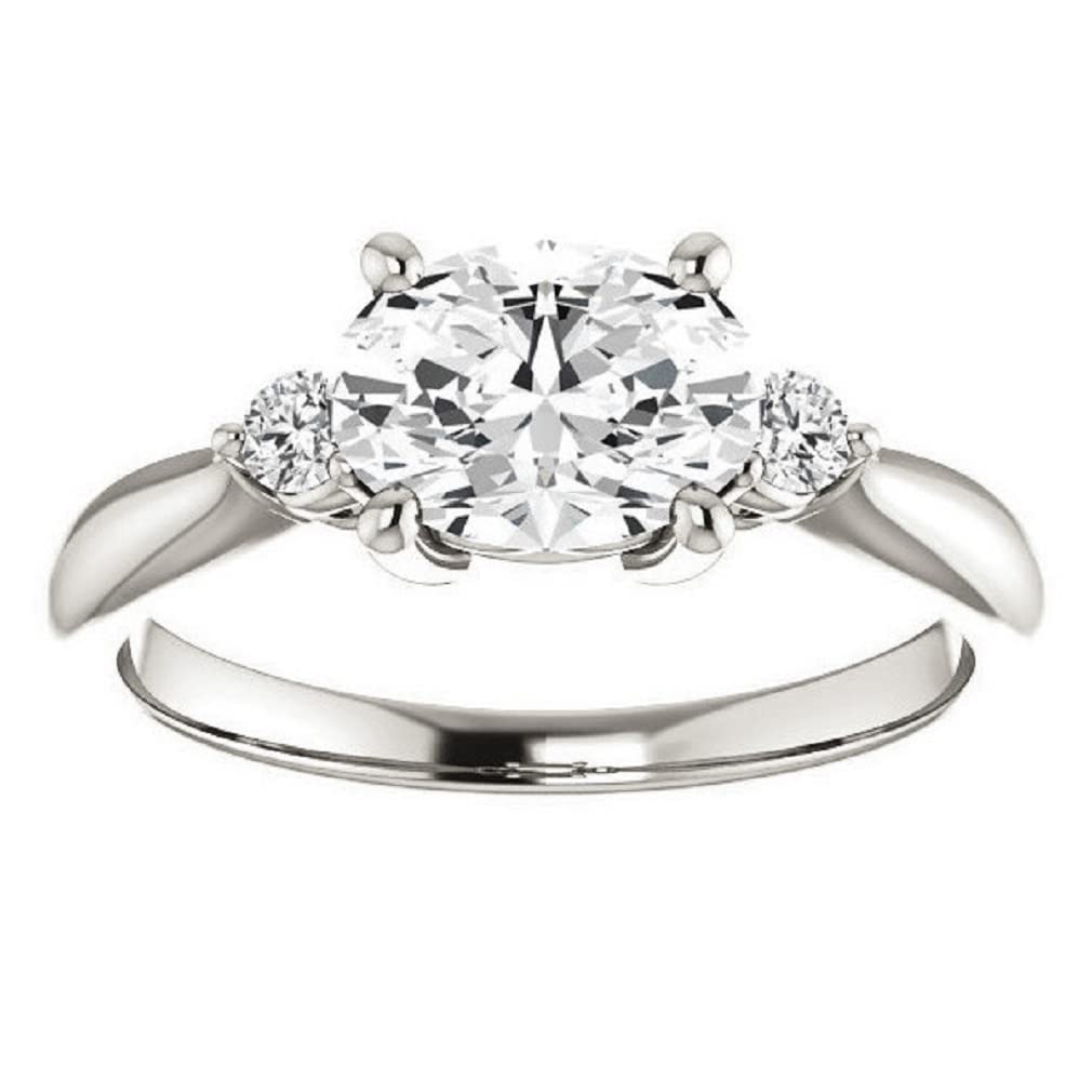 10K Solid White Gold Handmade Engagement Ring - 1 CT Oval Cut Moissanite Diamond Solitaire Wedding Band for Women - Perfect for Proposals, Anniversaries & Bridal Jewelry Gifts