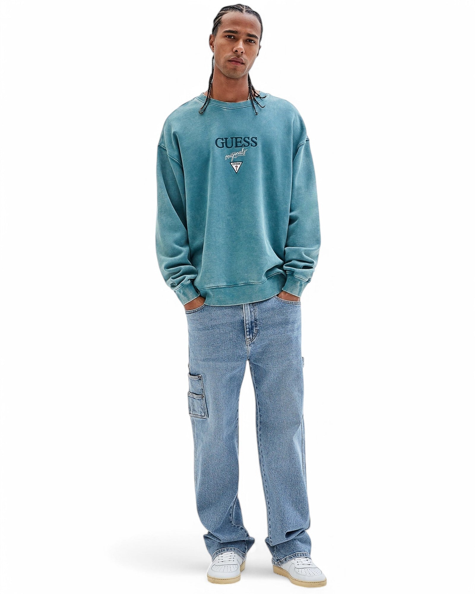 GUESS Originals Baker Logo Crewneck Sweatshirt for Men & Women | Soft Cotton Pullover Hoodie | Casual Streetwear Fashion | Perfect for Everyday Wear & Outfits
