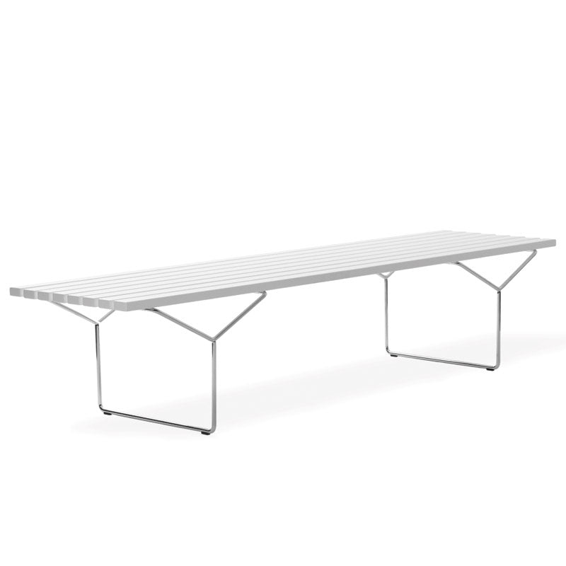 Bertoia Bench with White Acrylic Stone Slats - Modern Outdoor Patio Furniture for Garden, Poolside & Backyard Decor