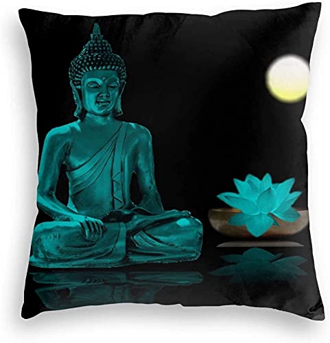 Buddha Meditation Inner Peace Throw Pillow Covers - 18x18 Inch Cotton Linen Cushion Cases for Sofa, Bedroom, Car & Home Decor - Perfect for Zen Spaces, Yoga Rooms & Spiritual Retreats