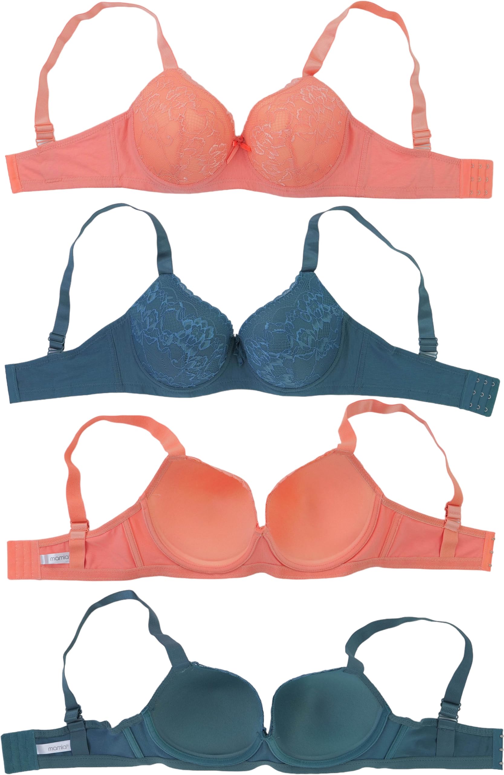 ToBeInStyle Women's 6-Pack Underwire Padded Bras - Supportive, Comfortable & Classic Style for Everyday Wear, Workout & Lounge