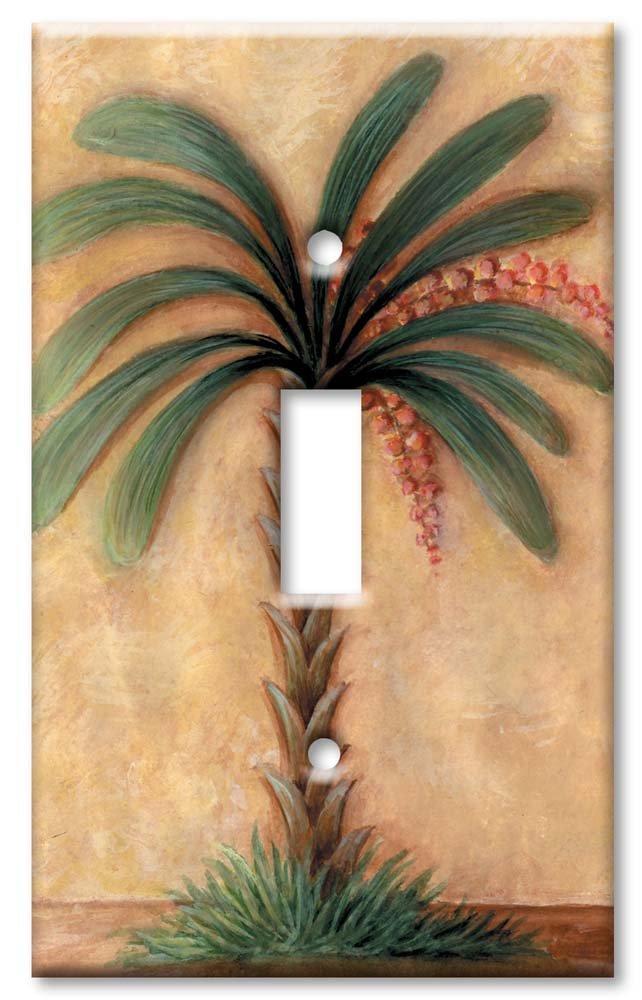 Decorative Metal Wall Plate - Single Gang Toggle Switch Cover - Palm Design - Handcrafted in USA - Perfect for Home & Office Decor