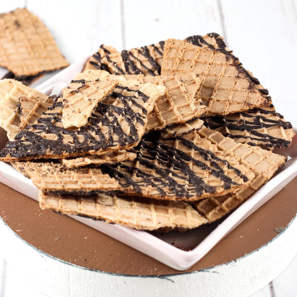 Urban Platter Chocolate Flavor Choco Drizzle Waffle Chips - Crunchy Tea Time Snack & Dessert Topping (120g) | Kid-Friendly, Light & Fun Treat for Parties, Movie Nights & Afternoon Tea