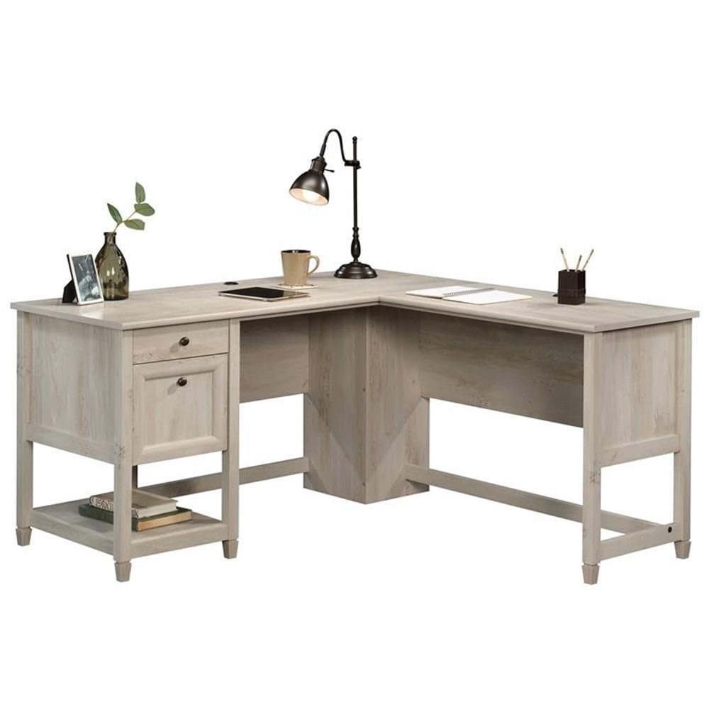 UrbanPro Engineered Wood L-Shaped Desk in Chalked Chestnut - Modern Home Office Furniture for Small Spaces, Study & Workstation Setup