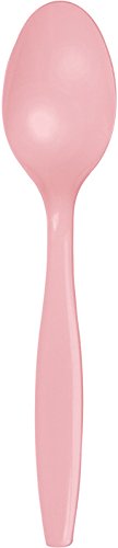 600-Pack Premium Heavy-Duty Plastic Party Spoons - Classic Pink, Disposable Cutlery for Birthday Parties, Baby Showers & Events (Bulk Pack)