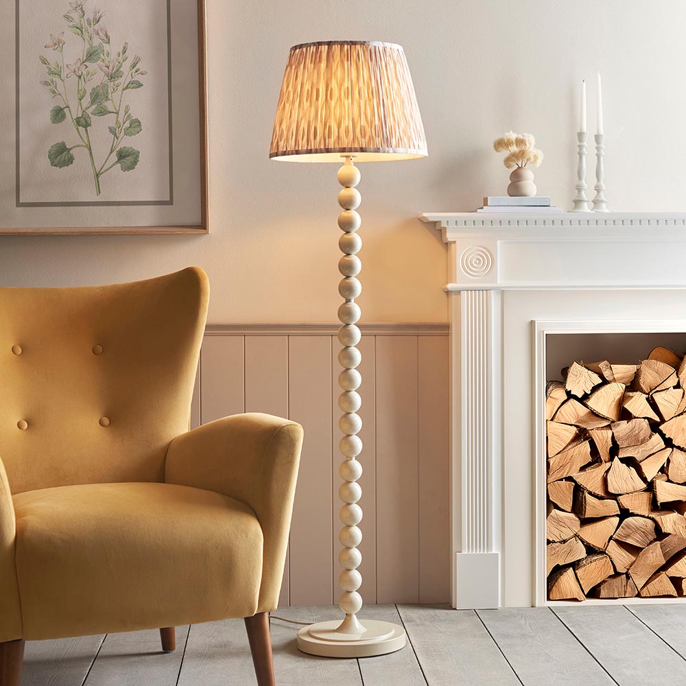 Auralis Ikat Floor Lamp with E27 Socket - Modern Handwoven Design for Living Room, Bedroom & Office Lighting