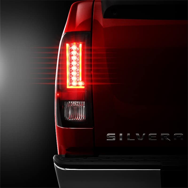 Spyder 5082626 LED Tail Lights for 2007-2013 Chevy Silverado (Excludes 2010 Dual Reverse Socket 921 Bulb Models) - Black Version 2 | Enhanced Night Visibility & Style Upgrade for Pickup Trucks