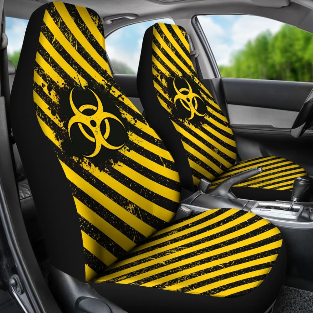 Premium Yellow Biohazard Car Seat Covers - Universal Fit for Cars, Trucks & SUVs - Waterproof & Durable Protection - Ideal for Medical Workers, First Responders & Safety Enthusiasts